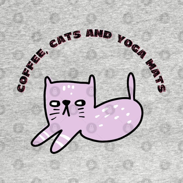 Coffee cats and yoga mats funny yoga and cat drawing by Red Yoga